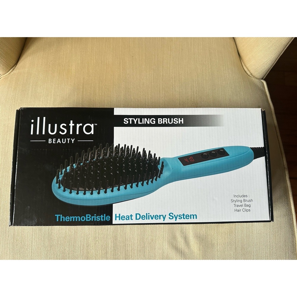 illustra Beauty Thermo Bristle Heated Straightening Styling Brush White